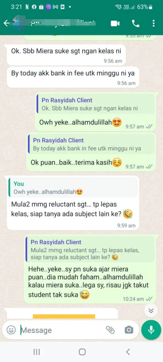 Parent testimonial screenshot 1