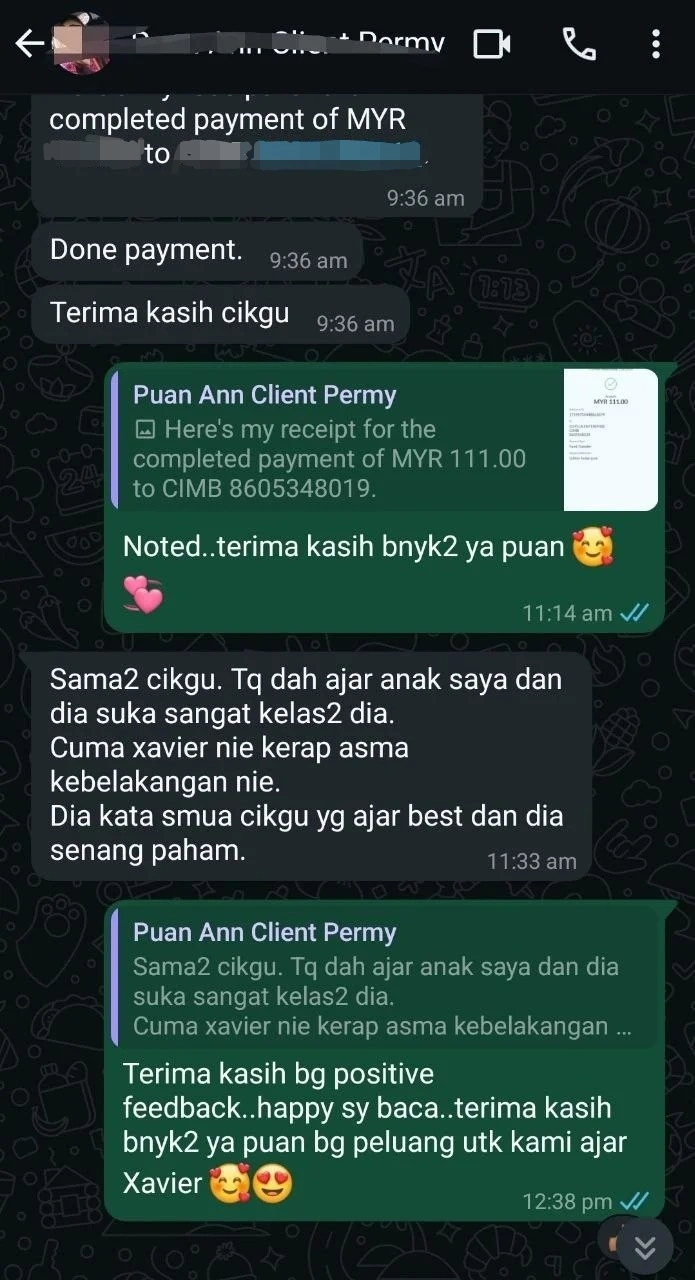 Parent testimonial screenshot 9