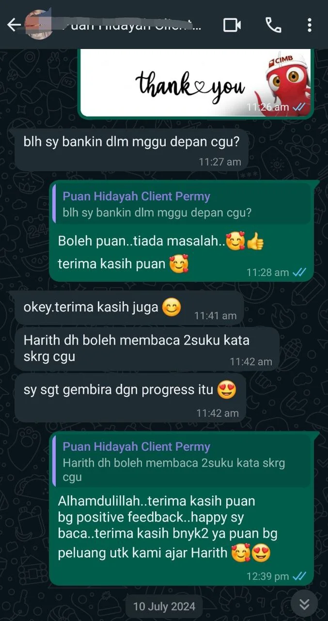 Parent testimonial screenshot 12