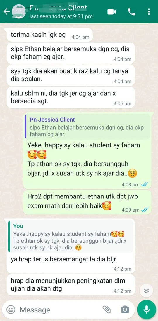 Parent testimonial screenshot 5