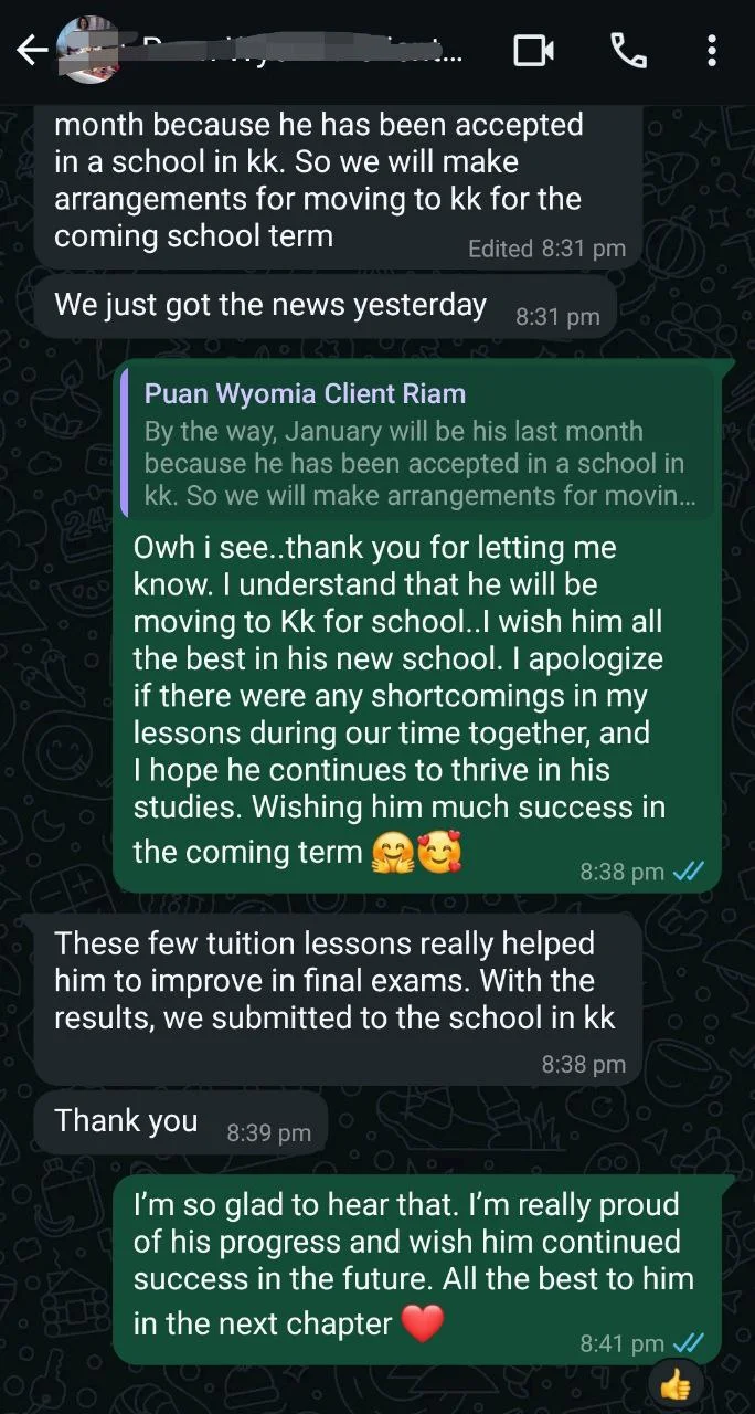 Parent testimonial screenshot 7